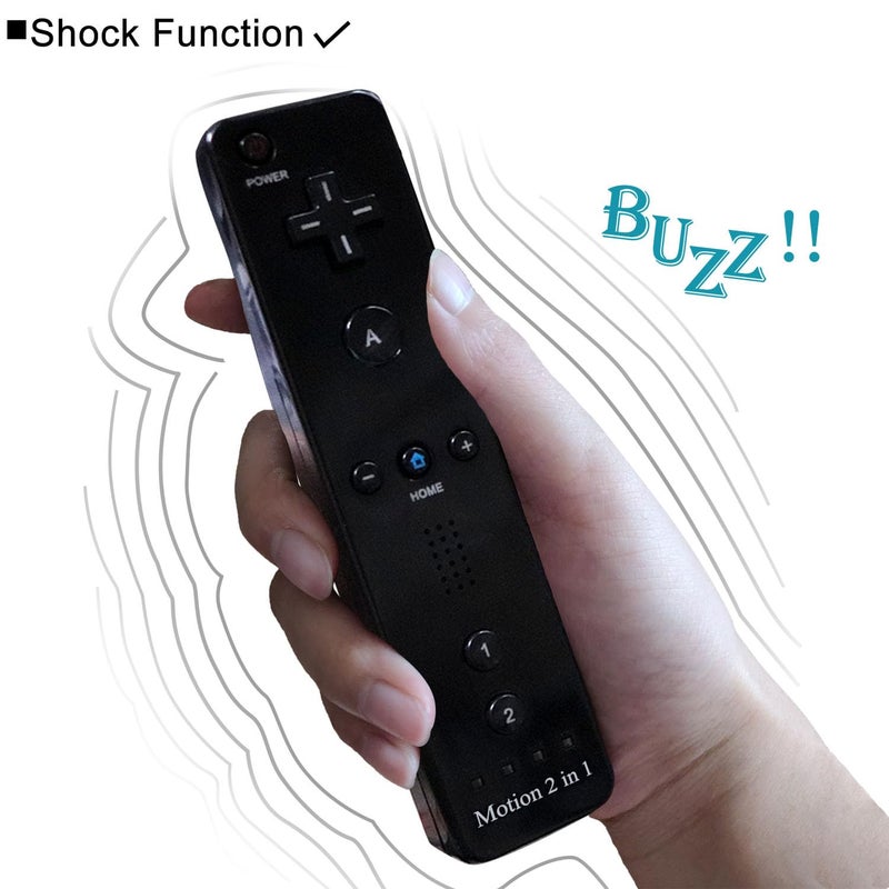 ECRAB Wii Remote with Motion Plus, 2 Pack, Wii Controller Compatible with Wii and Wii U Console Wii Remote Controller with Shock Function (Black+Dark Blue) - Image 4